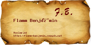 Flamm Benjámin névjegykártya
